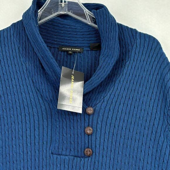 Jeanne Pierre Pullover Sweater Cable Ribbed Knit Cotton Blue Ridge Women's XL - Picture 3 of 8